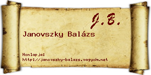 Janovszky Balázs névjegykártya