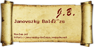 Janovszky Balázs névjegykártya